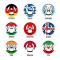 Flags of different countries of the world in the form of a sign of anarchy Royalty Free Stock Photo