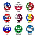 Flags of different countries of the world in the form of a sign of anarchy Royalty Free Stock Photo