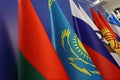 flags of the EAEU countries, close up. Royalty Free Stock Photo