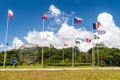 Flags of ESA members at Centre Spatial Guyanais Guiana Space Centre in Kourou, French Guia