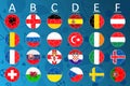 Flags of Euro 2016 football championship Royalty Free Stock Photo