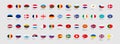 52 flags of European countries in ellipse shape. Europe flag icon set. Flat element design. Vector isolated illustration Royalty Free Stock Photo