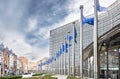 Flags of the European Union in front of the European Commission building in Brussels, Belgium Royalty Free Stock Photo