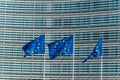 Flags of the europen union in front of the building of the European Commission in Brussels, Belgium Royalty Free Stock Photo