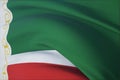 Flag of Chechnya, Chechen Republic. 3D illustration close-up flag background. Flags of the federal subjects of Russia.
