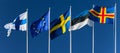Flags of Finland, Eurounion, Sweden, Estonia, Aland islands