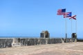 Flags Flying Atop Castillo San Cristobal Fort Royalty Free Stock Photo