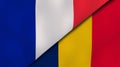 The flags of France and Chad. News, reportage, business background. 3d illustration
