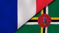 The flags of France and Dominica. News, reportage, business background. 3d illustration