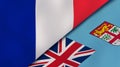 The flags of France and Fiji. News, reportage, business background. 3d illustration