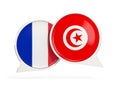 Flags of France and tunisia inside chat bubbles
