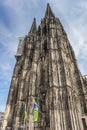 Flags in front of the historic dom church in Koln