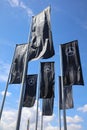 Flags in Front of the Mercedes-Benz Museum in Stuttgart. Germany Royalty Free Stock Photo