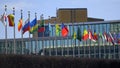 The flags in front of the United Nations Building in New York - street photography Royalty Free Stock Photo