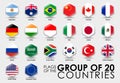 Flags of the G20 Countries. Simple Hexagon shape design. Royalty Free Stock Photo