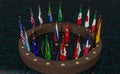 Flags G20 membership , Concept of the G20 summit or meeting, G20 countries , Group of Twenty members against Russia and turkey, 3d