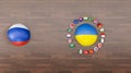 Flags G20 membership , Concept of the G20 summit or meeting, G20 countries , Group of Twenty members with Ukraine, 3d illustration