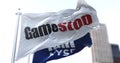 Flags of Gamestop and the NYSE waving in the wind