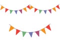 Flags garland for birthday party triangle vector flat simple or carnival fair festive string decor colorful graphic element