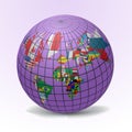 Flags Globe with World Map Royalty Free Stock Photo