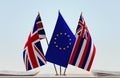Flags of Great Britain EU and Hawaii