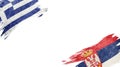 Flags of Greece and Serbia on white background