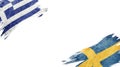 Flags of Greece and Sweden on white background