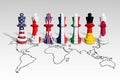 Flags of the group of seven or G7. Chess made from USA, Canada, UK, France, Italy, Germany and Japan flags Royalty Free Stock Photo