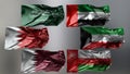 Flags of Gulf Cooperation Council Waving in the wind, GCC National flags, UAE, Qatar, Royalty Free Stock Photo