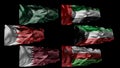 Flags of Gulf Cooperation Council Waving in the wind, GCC National flags, UAE, Qatar, Royalty Free Stock Photo