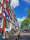 Flags at half mast on memorial day May 4 2020 in Amsterdam Netherlands Royalty Free Stock Photo