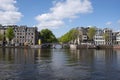 Flags on the houses in Amsterdam Netherlands at kingsday Royalty Free Stock Photo