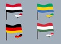 Flags (Hungary, Gabon, Germany, Yemen)