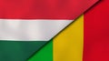 The flags of Hungary and Mali. News, reportage, business background. 3d illustration