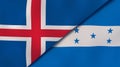 The flags of Iceland and Honduras. News, reportage, business background. 3d illustration