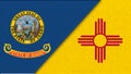 Flags of Idaho and New Mexico. sports match between Idaho and New Mexico