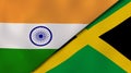 The flags of India and Jamaica. News, reportage, business background. 3d illustration