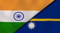 The flags of India and Nauru. News, reportage, business background. 3d illustration