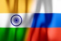 Flags of India and Russia/ Russian Federation - 3D illustration