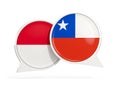 Flags of Indonesia and chile inside chat bubbles Royalty Free Stock Photo