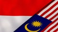 The flags of Indonesia and Malaysia. News, reportage, business background. 3d illustration
