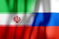 Flags of Iran and Russia/ Russian Federation - 3D illustration