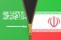 Flags of Iran and Saudi Arabi, political concept