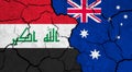 Flags of Iraq and Australia on cracked surface