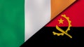 The flags of Ireland and Angola. News, reportage, business background. 3d illustration