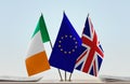 Flags of Ireland European Union and United Kingdom of Great Britain Royalty Free Stock Photo