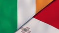 The flags of Ireland and Malta. News, reportage, business background. 3d illustration