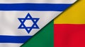 The flags of Israel and Benin. News, reportage, business background. 3d illustration