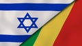 The flags of Israel and Congo. News, reportage, business background. 3d illustration