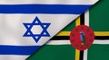 The flags of Israel and Dominica. News, reportage, business background. 3d illustration